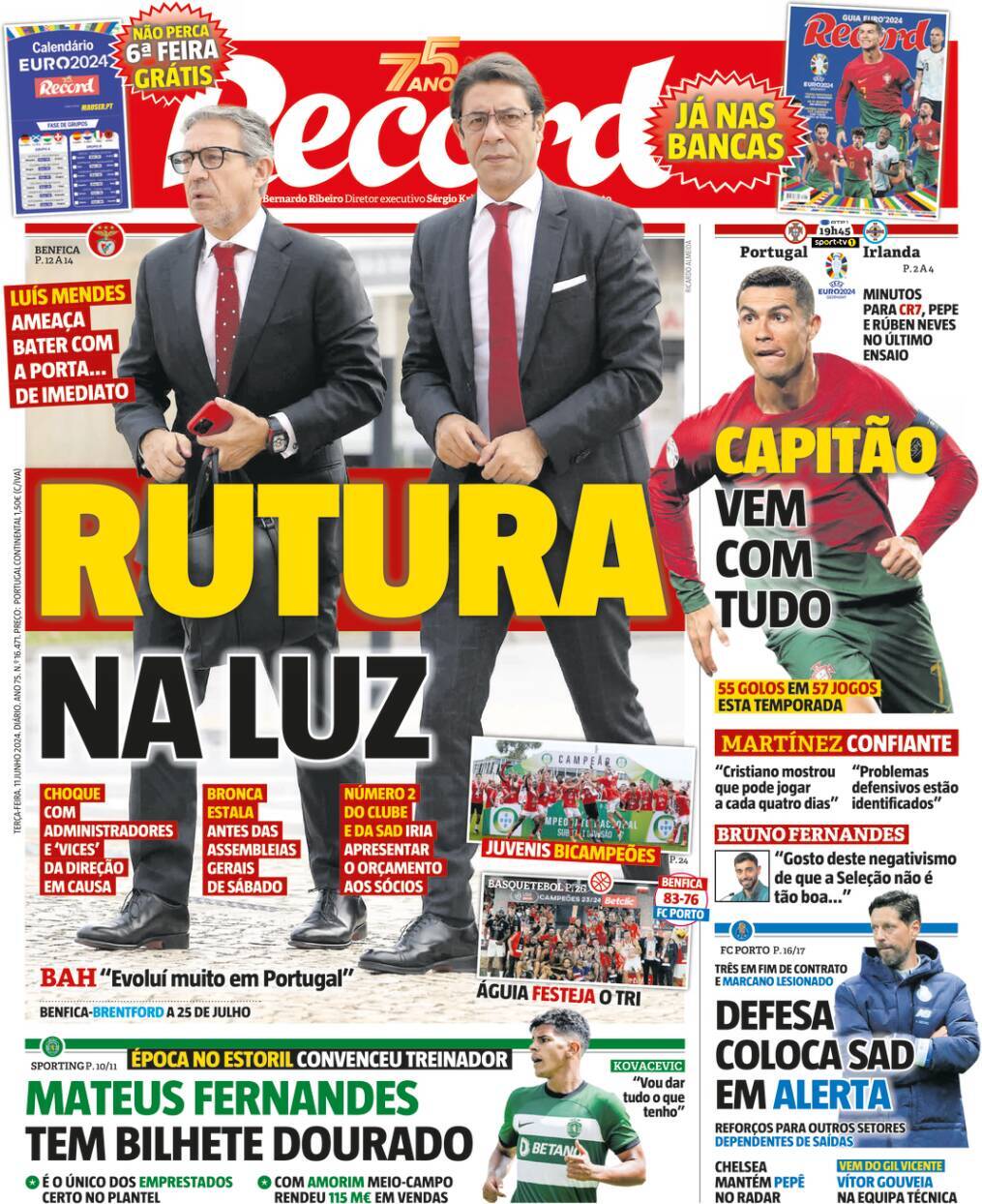 Record: Capa da Edi&ccedil;&atilde;o de ter&ccedil;a-feira, 11 de junho 2024