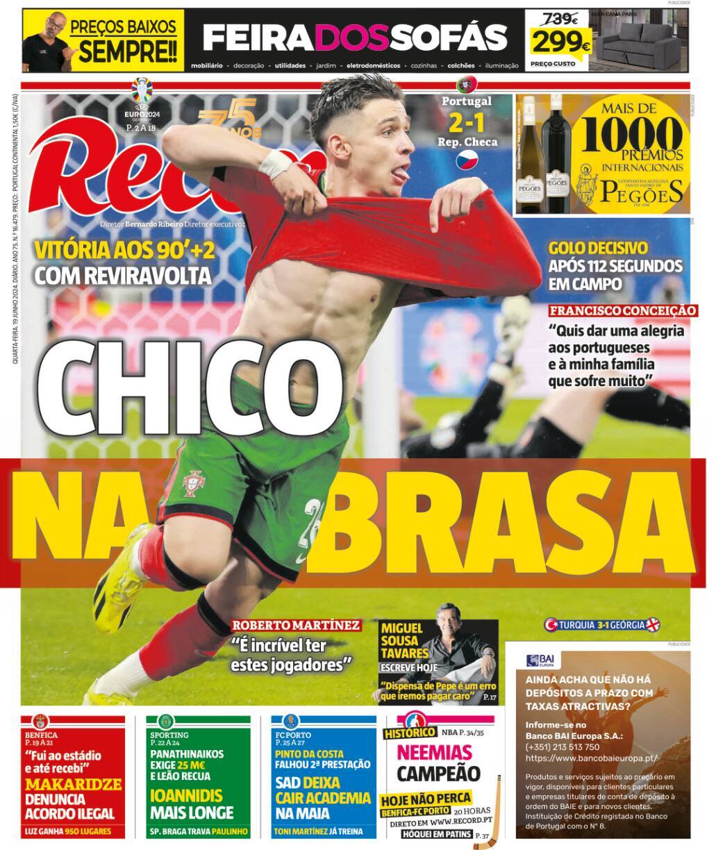 Record: Capa da Edi&ccedil;&atilde;o de quarta-feira, 19 de junho 2024