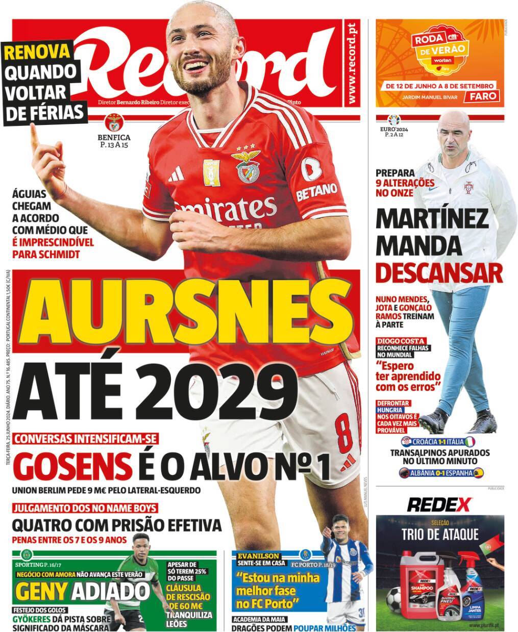 Record: Capa da Edi&ccedil;&atilde;o de ter&ccedil;a-feira, 25 de junho 2024