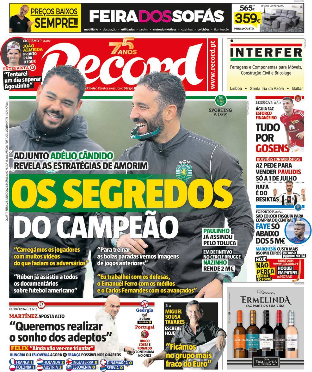 Record: Capa da Edi&ccedil;&atilde;o de quarta-feira, 26 de junho 2024