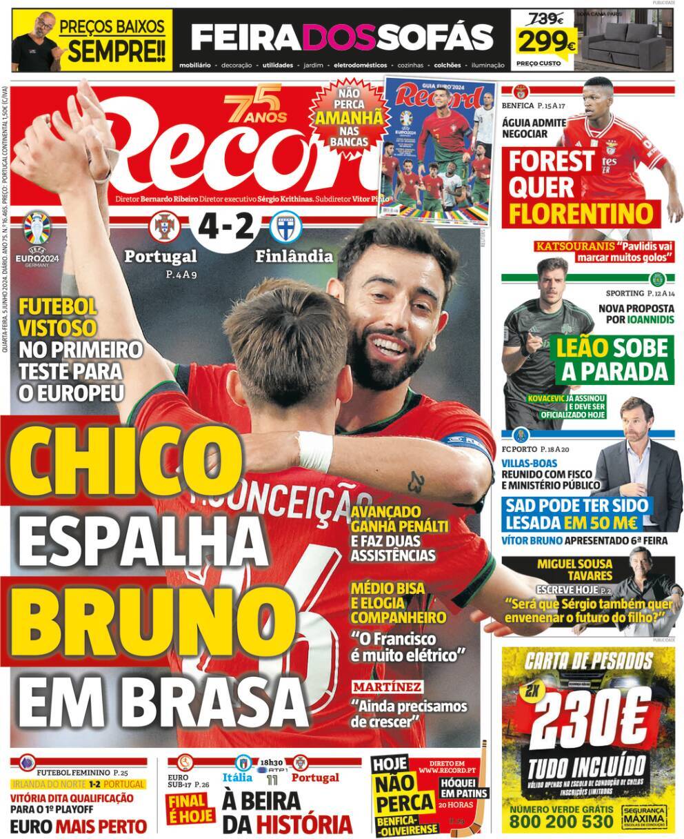 Record: Capa da Edi&ccedil;&atilde;o de quarta-feira, 05 de junho 2024