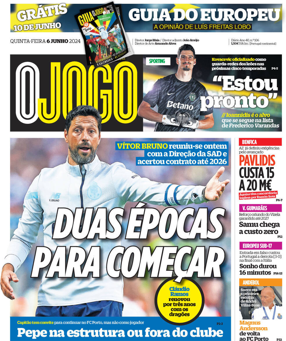 O Jogo: Capa da Edi&ccedil;&atilde;o de quinta-feira, 06 de junho 2024