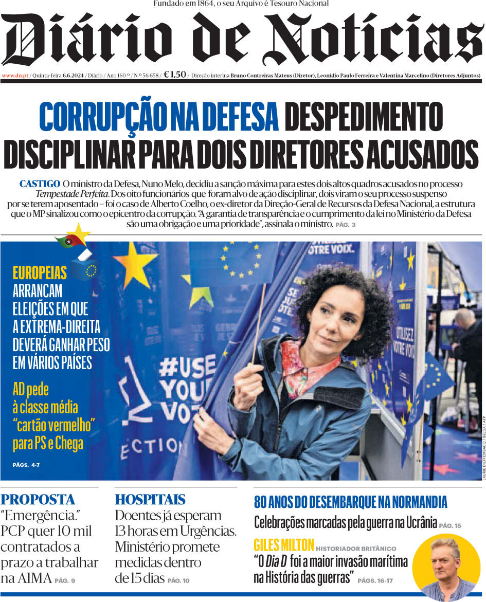 Di&aacute;rio de Not&iacute;cias: Capa da Edi&ccedil;&atilde;o de quinta-feira, 06 de junho 2024