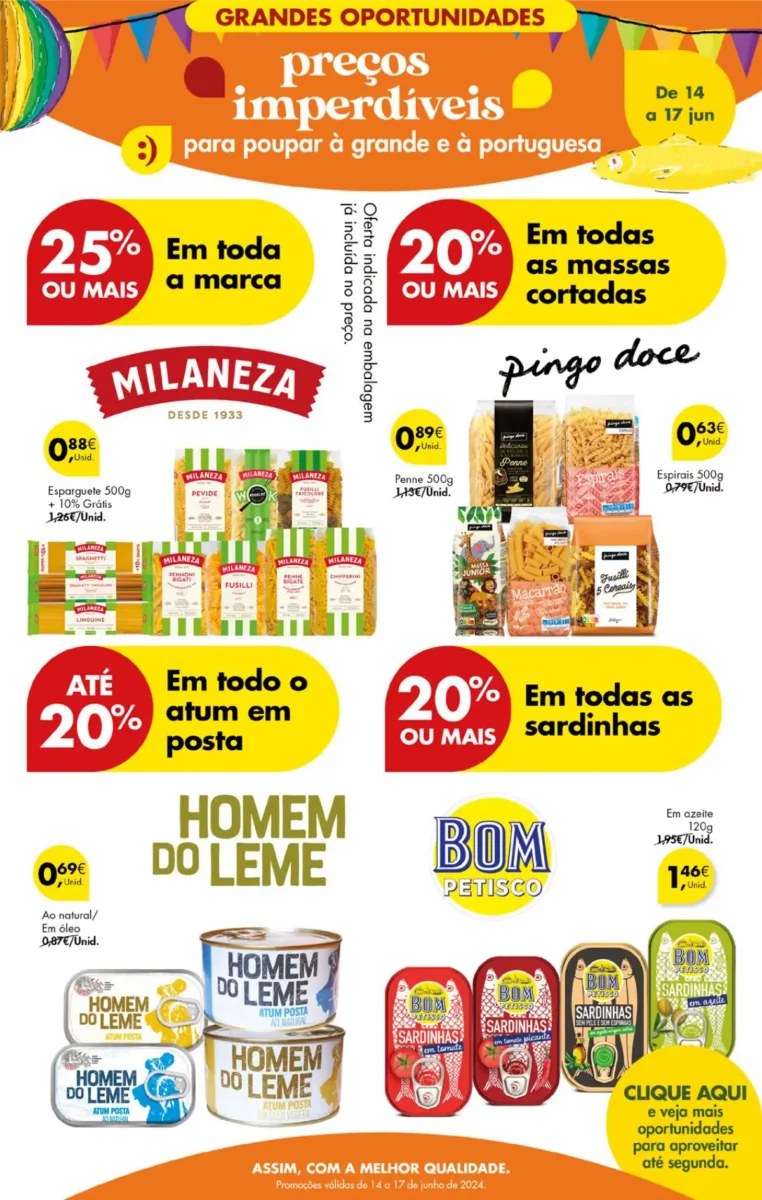 Antevis&atilde;o Folheto Pingo Doce fim-de-semana: 14 a 17 de junho