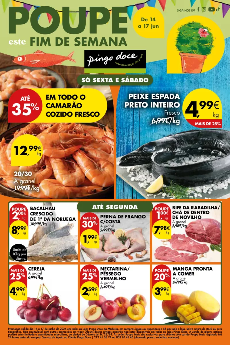 Antevis&atilde;o Folheto Pingo Doce fim-de-semana &ndash; Madeira: 14 a 17 de junho