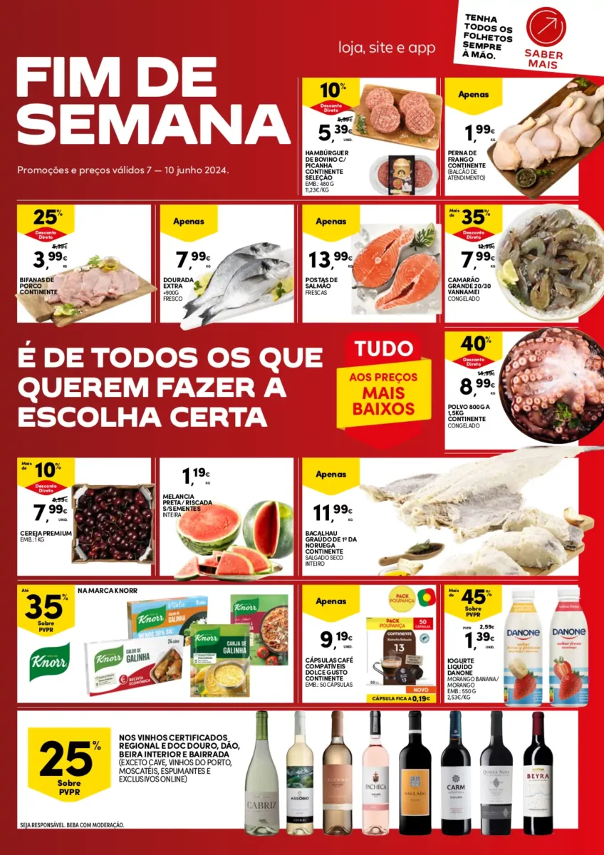 Folheto Continente fim-de-semana (7 a 10 junho)