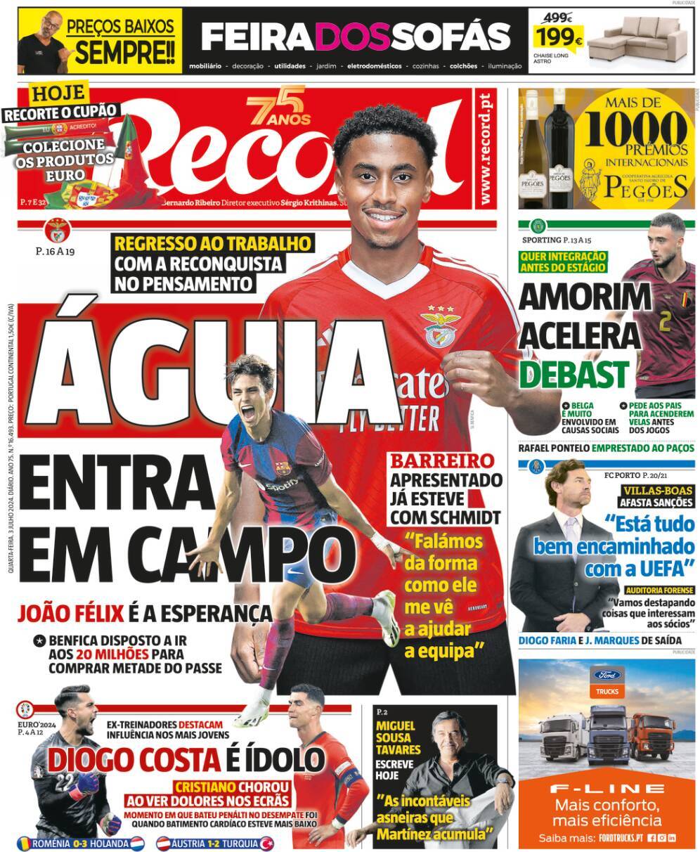 Record: Capa da Edi&ccedil;&atilde;o de quarta-feira, 03 de julho 2024