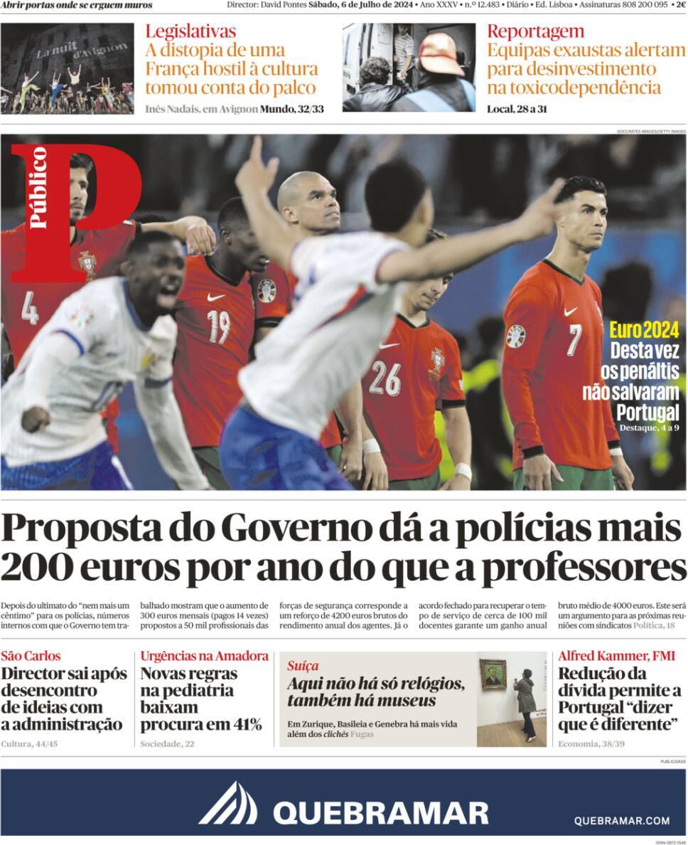 P&uacute;blico: Capa da Edi&ccedil;&atilde;o de s&aacute;bado, 06 de julho 2024