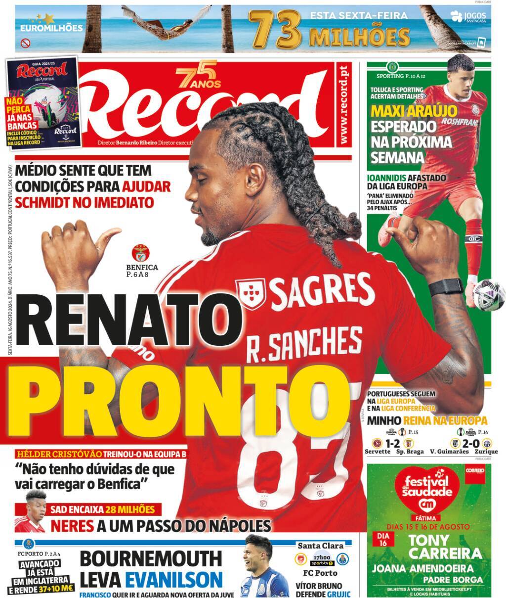 Record: Capa da Edi&ccedil;&atilde;o de sexta-feira, 16 de agosto 2024