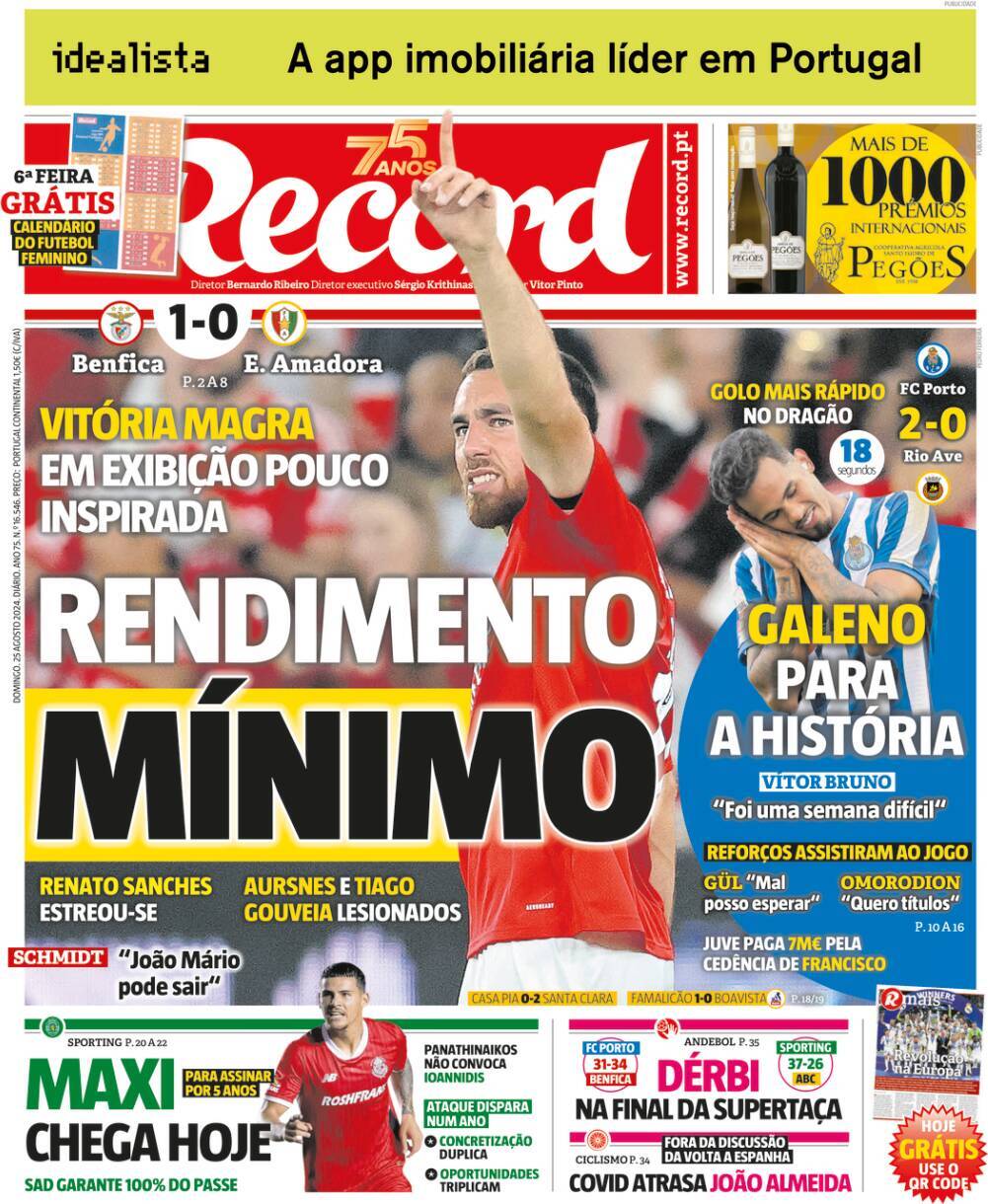 Record: Capa da Edi&ccedil;&atilde;o de domingo, 25 de agosto 2024