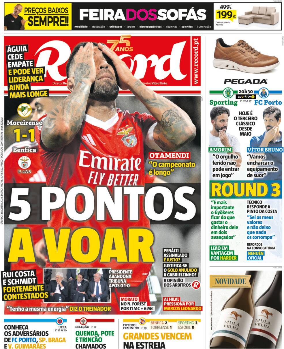Record: Capa da Edi&ccedil;&atilde;o de s&aacute;bado, 31 de agosto 2024