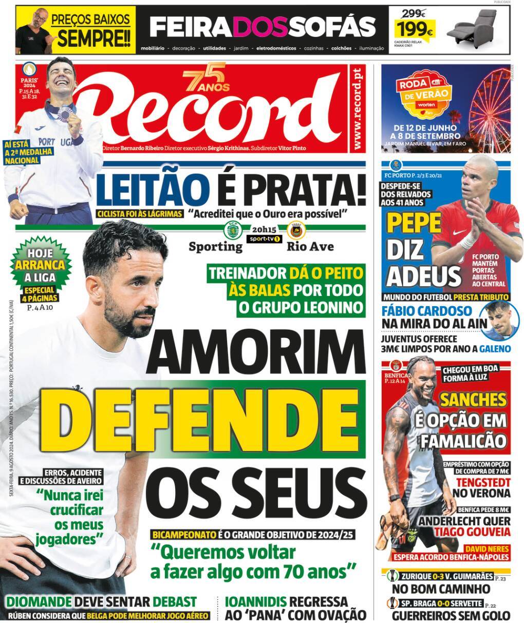 Record: Capa da Edi&ccedil;&atilde;o de sexta-feira, 09 de agosto 2024