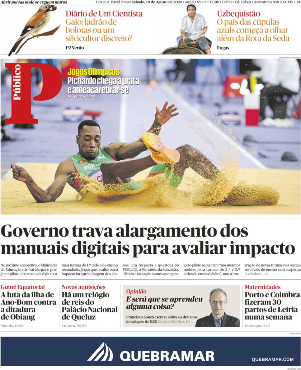 P&uacute;blico: Capa da Edi&ccedil;&atilde;o de s&aacute;bado, 10 de agosto 2024