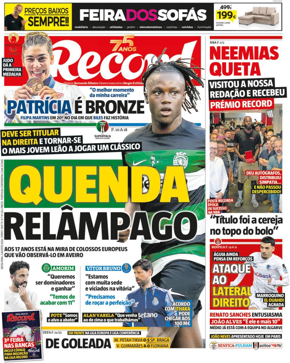 Record: Capa da Edi&ccedil;&atilde;o de sexta-feira, 02 de agosto 2024