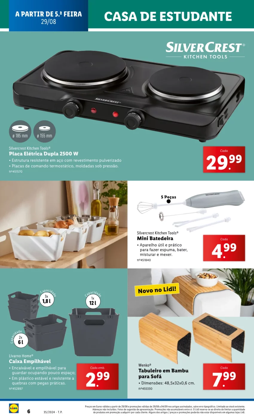 Antevis&atilde;o Folheto LiDL Novidades (29 agosto a 4 setembro)
