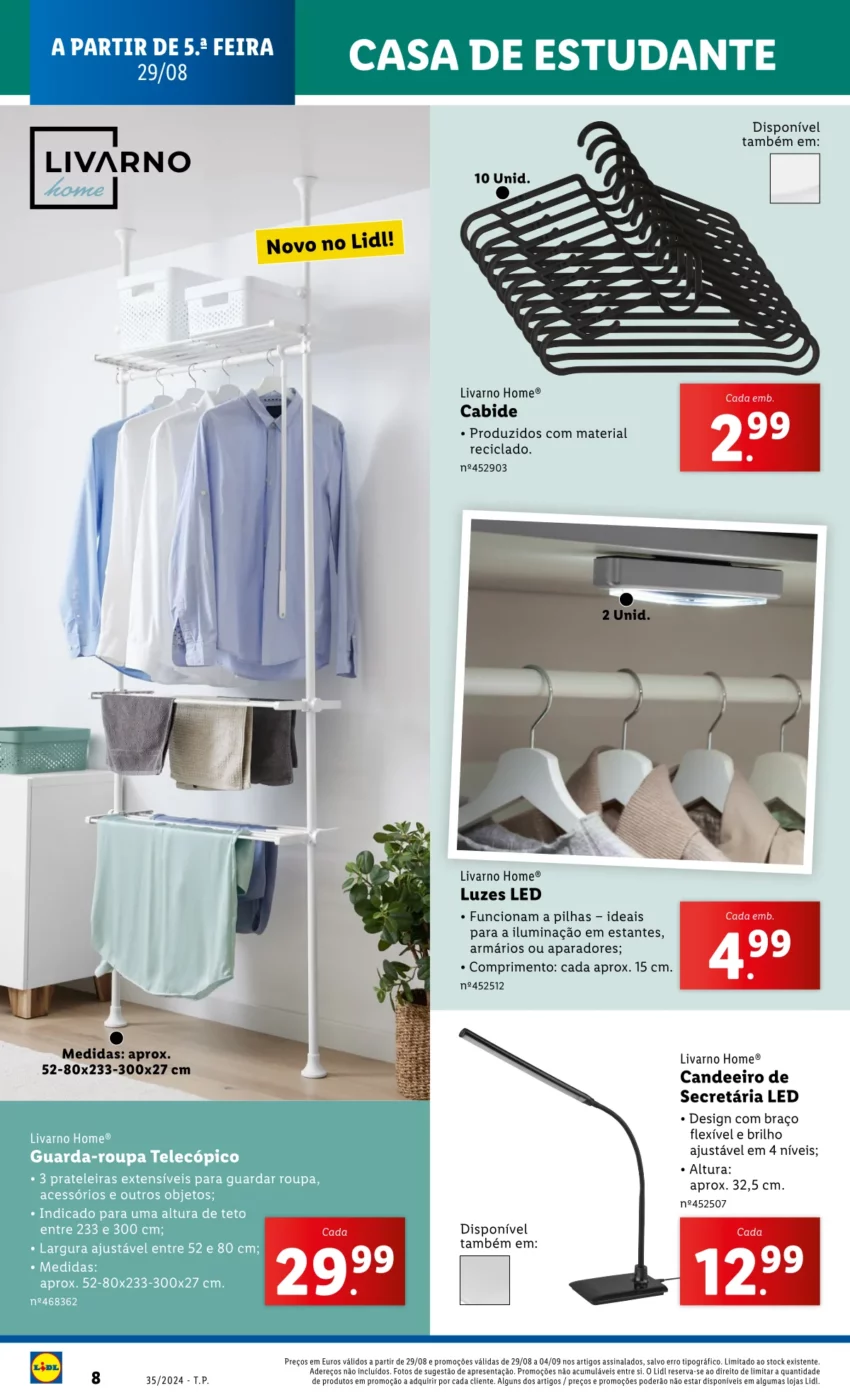 Antevis&atilde;o Folheto LiDL Novidades (29 agosto a 4 setembro)