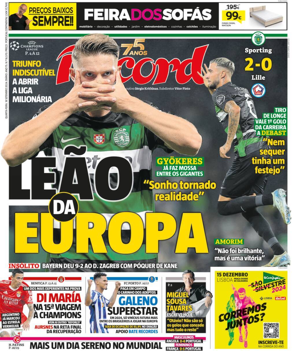 Record: Capa da Edi&ccedil;&atilde;o de quarta-feira, 18 de setembro 2024
