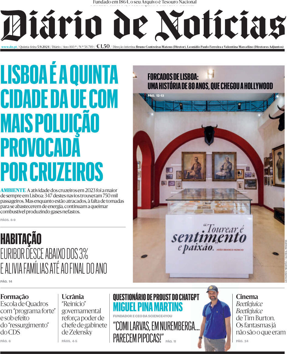 Di&aacute;rio de Not&iacute;cias: Capa da Edi&ccedil;&atilde;o de quinta-feira, 05 de setembro 2024