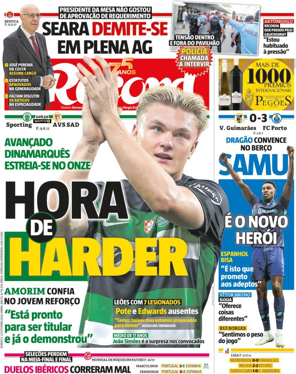 Record: Capa da Edi&ccedil;&atilde;o de domingo, 22 de setembro 2024