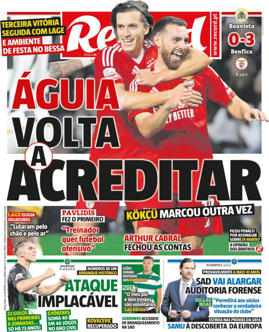 Record: Capa da Edi&ccedil;&atilde;o de ter&ccedil;a-feira, 24 de setembro 2024