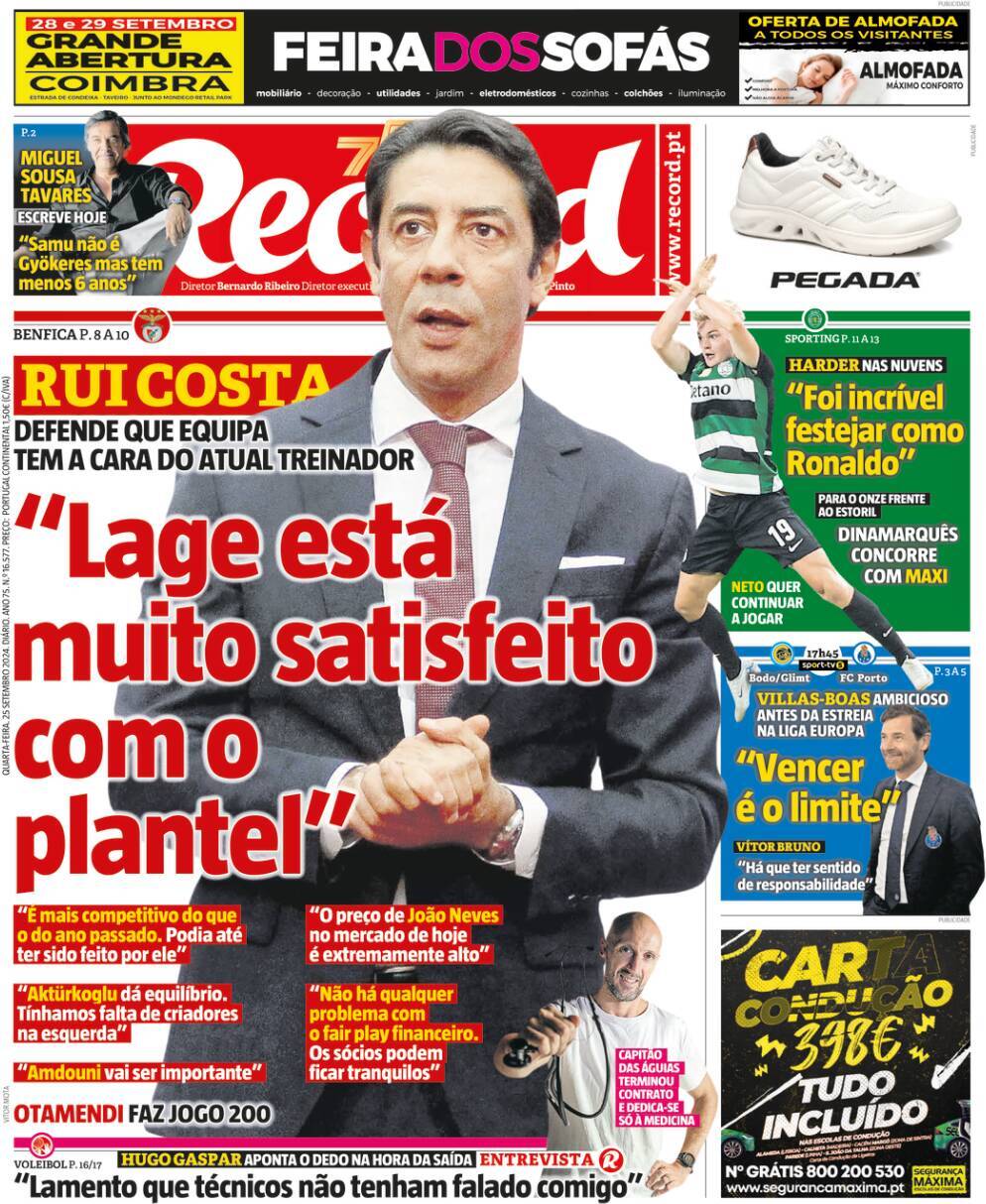 Record: Capa da Edi&ccedil;&atilde;o de quarta-feira, 25 de setembro 2024