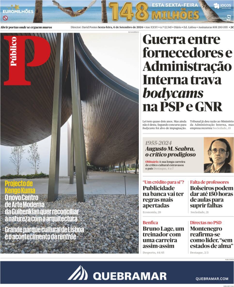 P&uacute;blico: Capa da Edi&ccedil;&atilde;o de sexta-feira, 06 de setembro 2024
