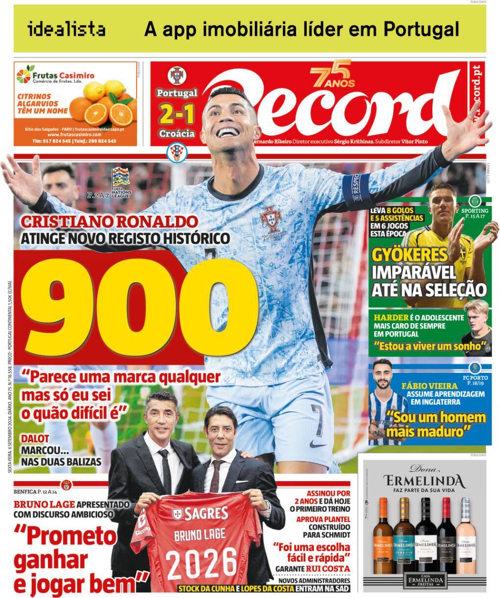 Record: Capa da Edi&ccedil;&atilde;o de sexta-feira, 06 de setembro 2024