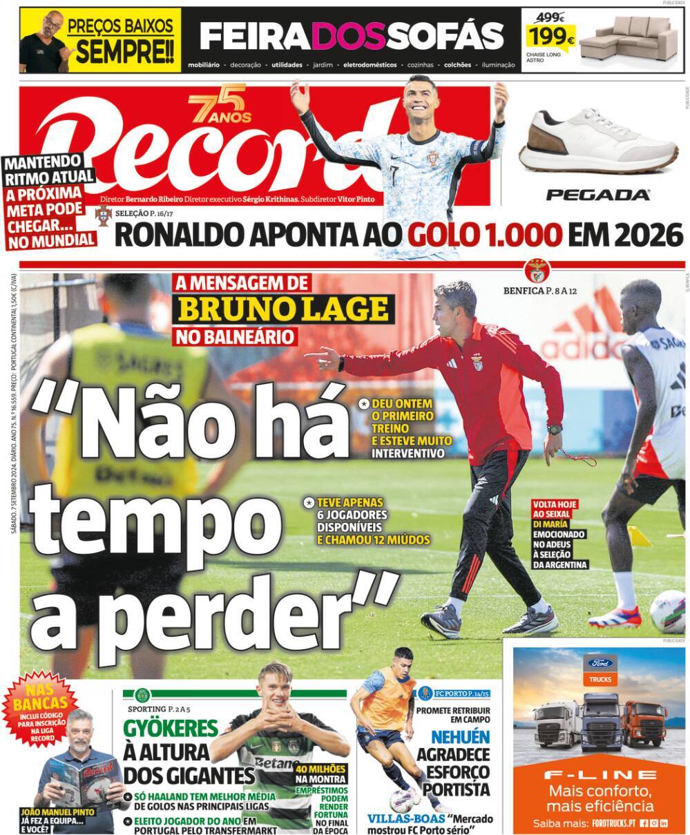 Record: Capa da Edi&ccedil;&atilde;o de s&aacute;bado, 07 de setembro 2024