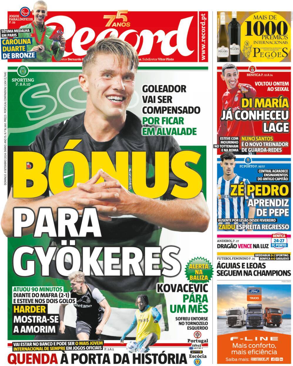 Record: Capa da Edi&ccedil;&atilde;o de domingo, 08 de setembro 2024