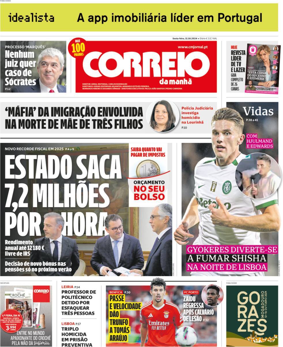 Record: Capa da Edi&ccedil;&atilde;o de sexta-feira, 11 de outubro 2024