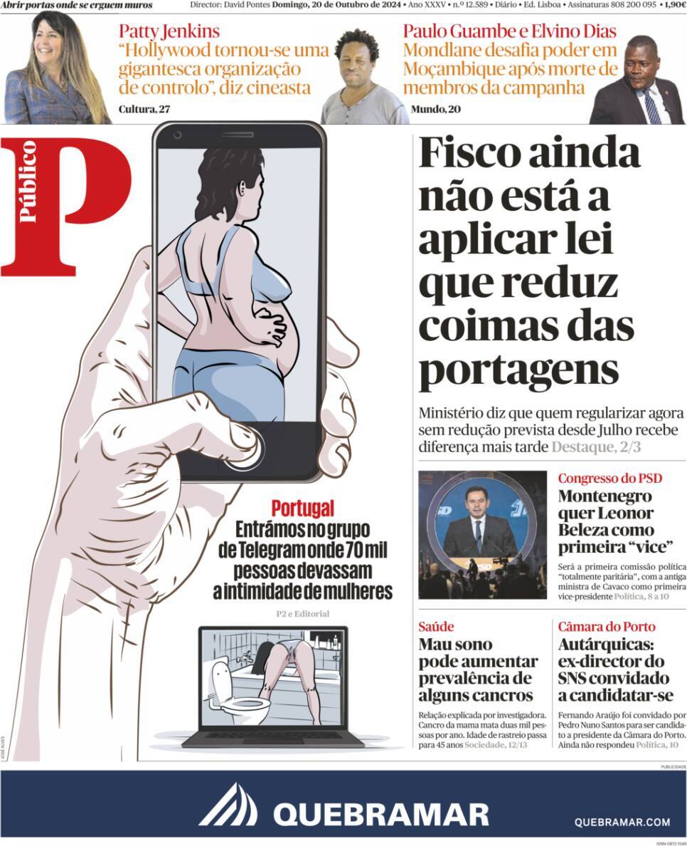 P&uacute;blico: Capa da Edi&ccedil;&atilde;o de domingo, 20 de outubro 2024
