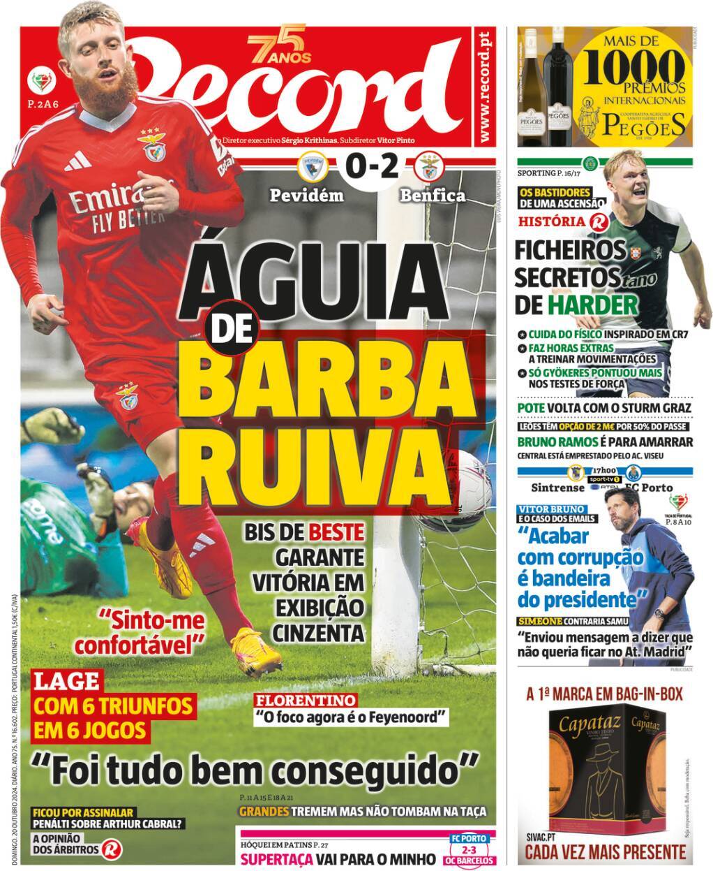 Record: Capa da Edi&ccedil;&atilde;o de domingo, 20 de outubro 2024