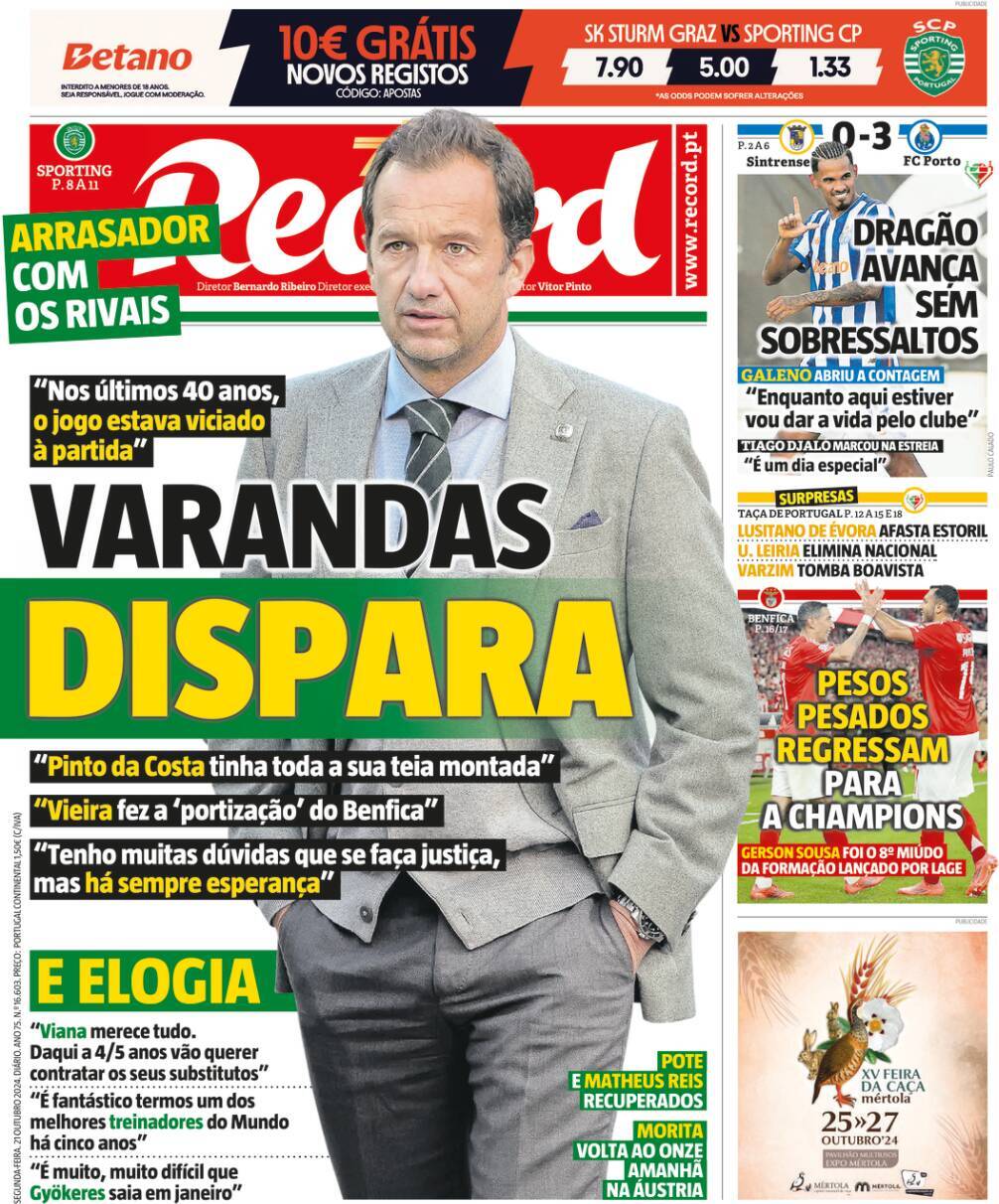 Record: Capa da Edi&ccedil;&atilde;o de segunda-feira, 21 de outubro 2024
