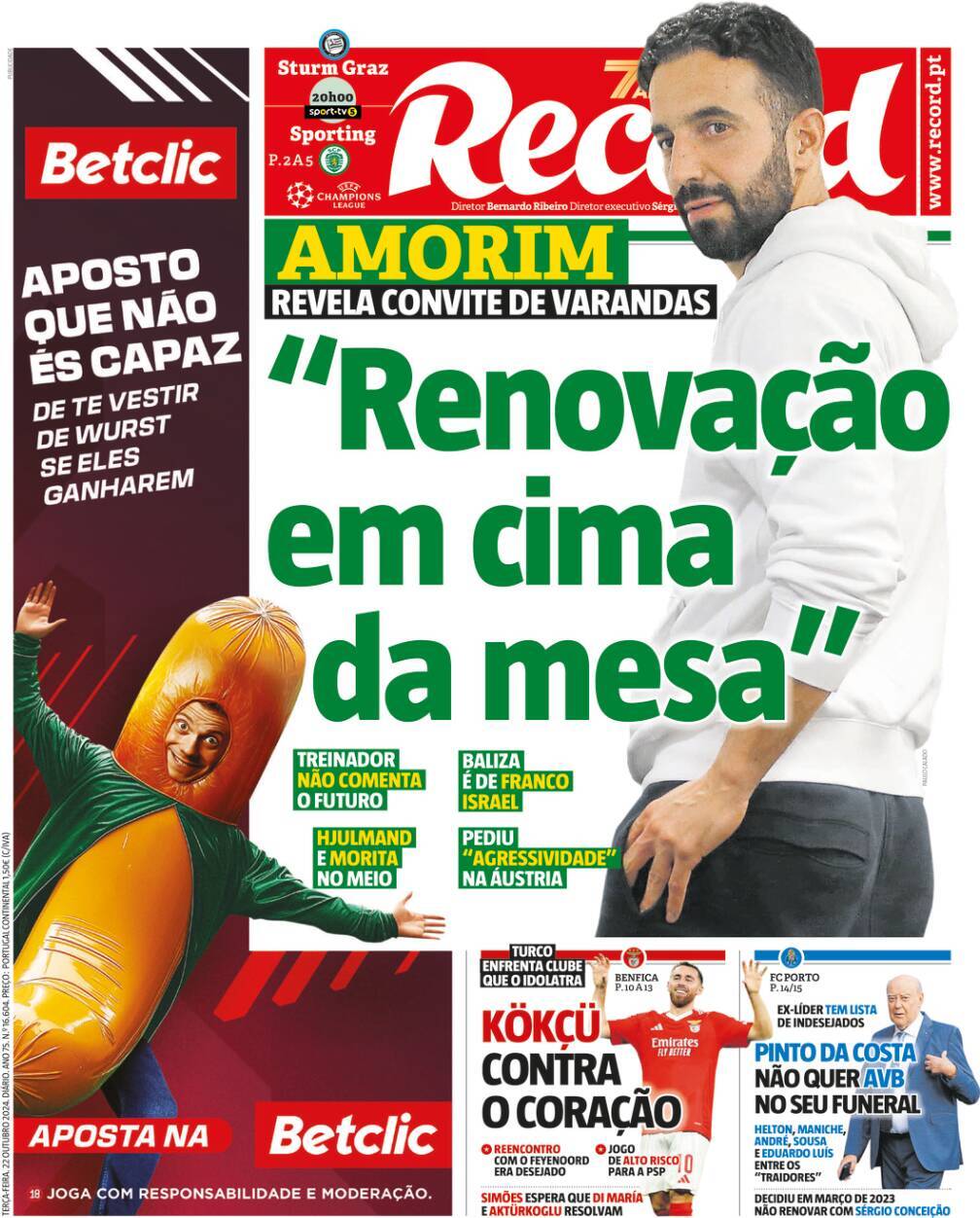 Record: Capa da Edi&ccedil;&atilde;o de ter&ccedil;a-feira, 22 de outubro 2024