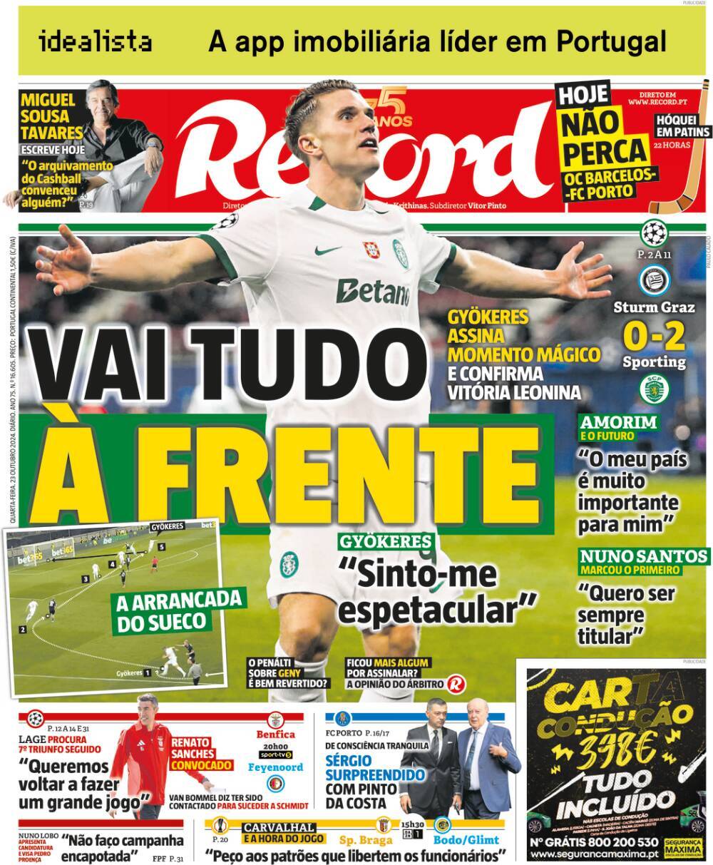 Record: Capa da Edi&ccedil;&atilde;o de quarta-feira, 23 de outubro 2024