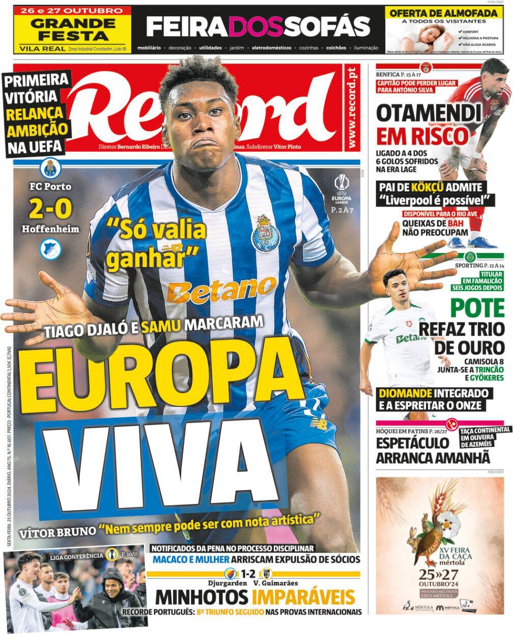 Record: Capa da Edi&ccedil;&atilde;o de sexta-feira, 25 de outubro 2024