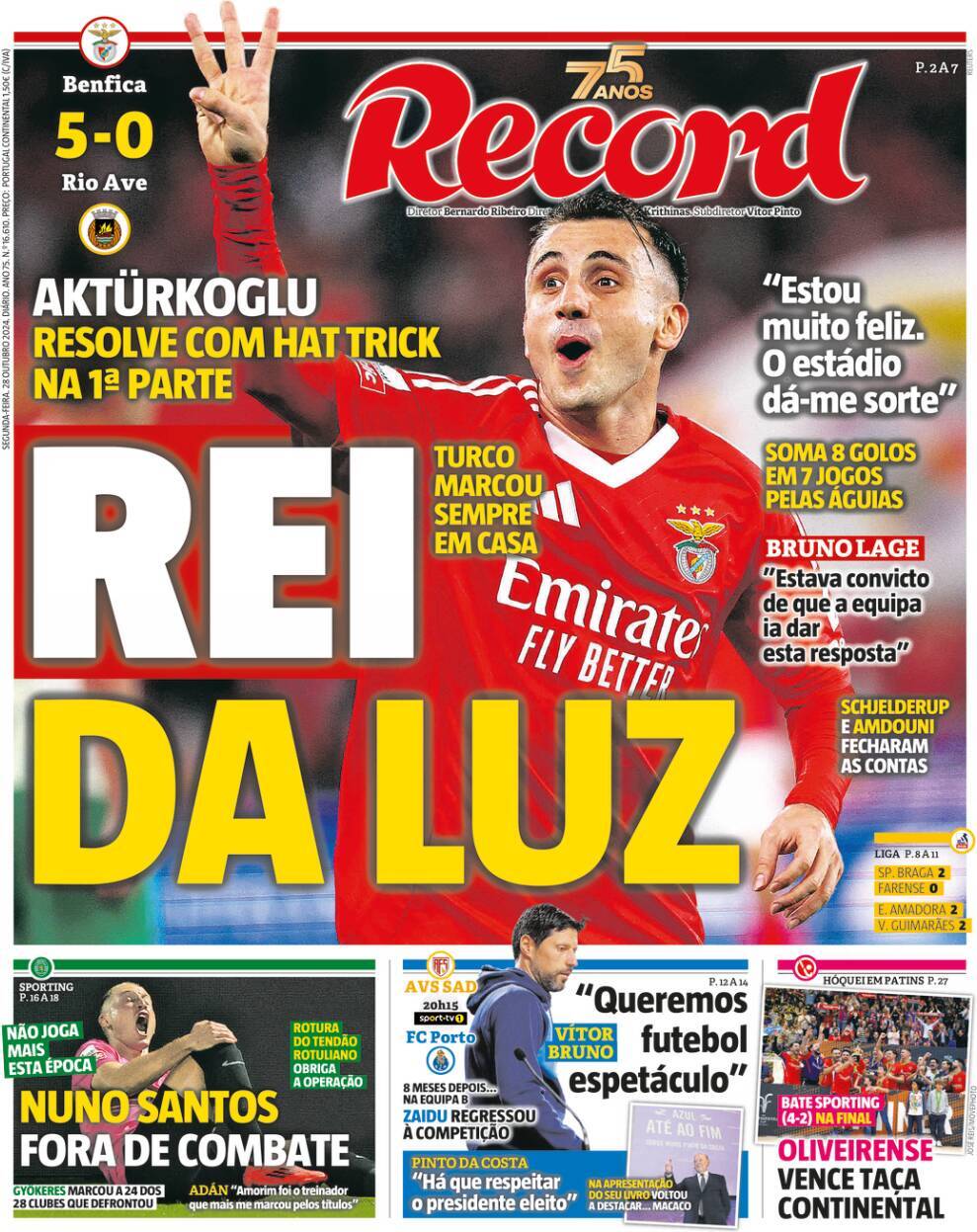 Record: Capa da Edi&ccedil;&atilde;o de segunda-feira, 28 de outubro 2024