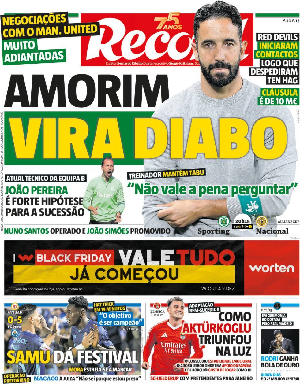 Record: Capa da Edi&ccedil;&atilde;o de ter&ccedil;a-feira, 29 de outubro 2024