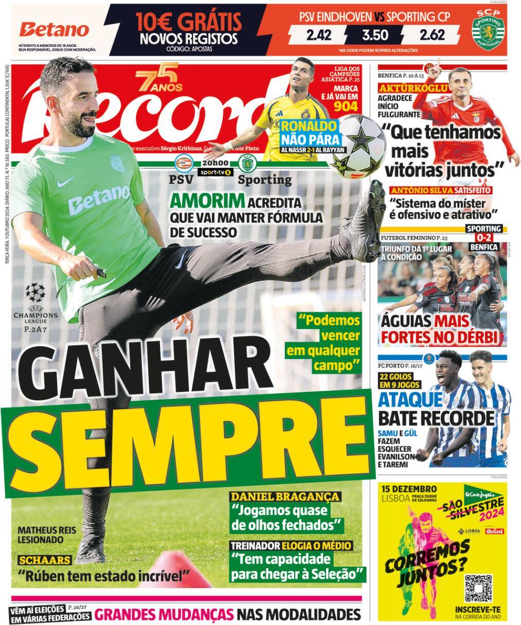 Record: Capa da Edi&ccedil;&atilde;o de ter&ccedil;a-feira, 01 de outubro 2024