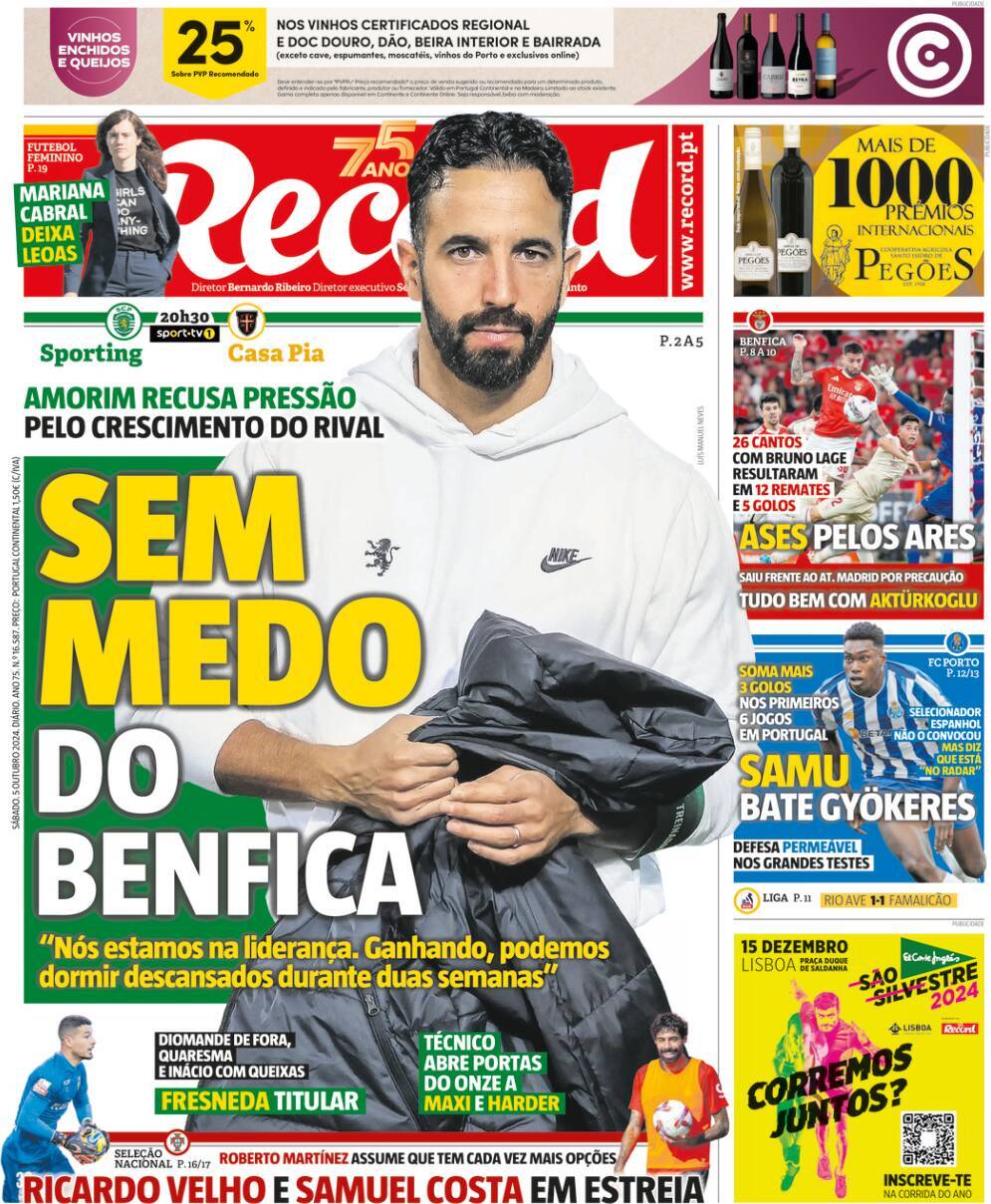 Record: Capa da Edi&ccedil;&atilde;o de s&aacute;bado, 05 de outubro 2024
