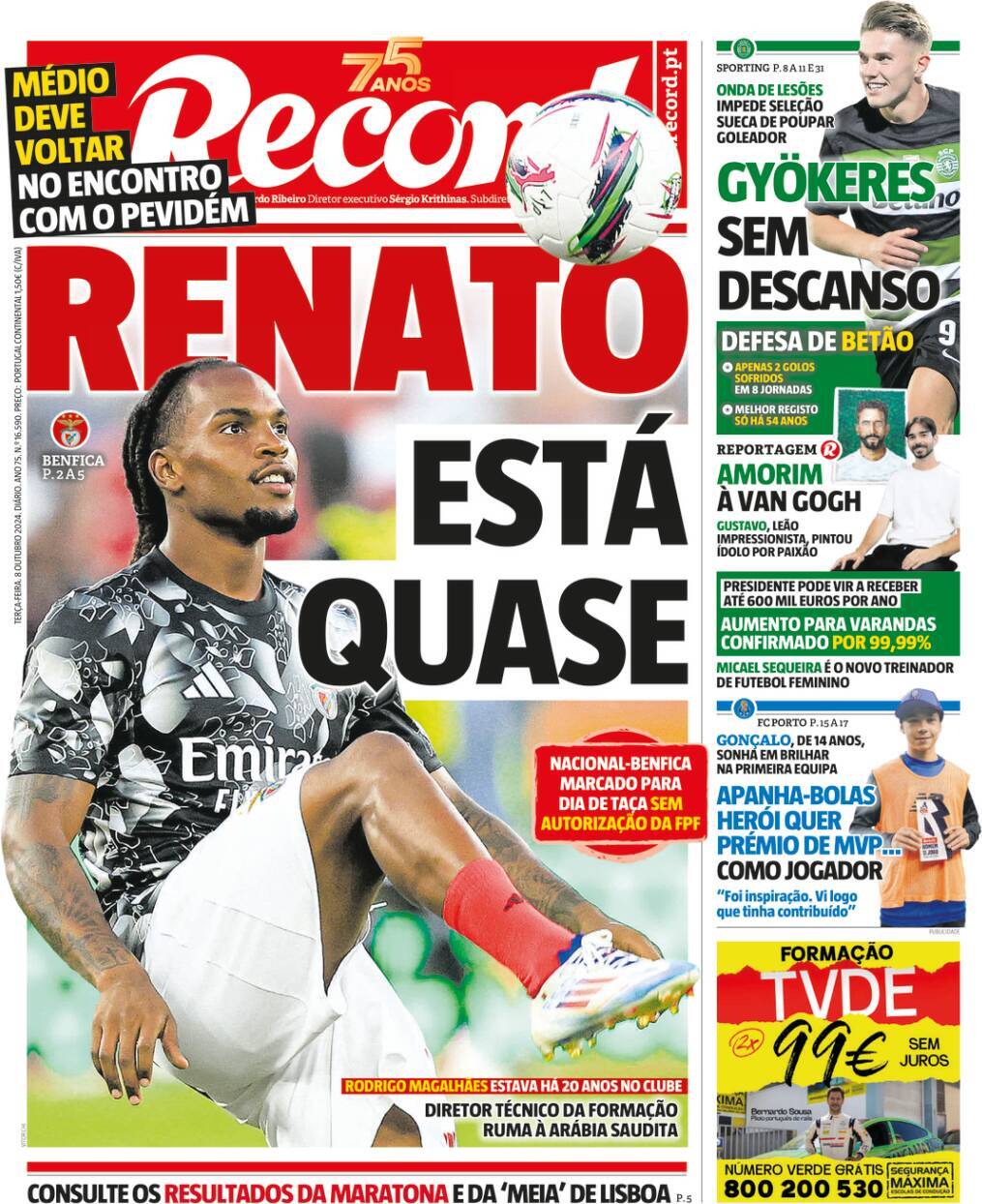 Record: Capa da Edi&ccedil;&atilde;o de ter&ccedil;a-feira, 08 de outubro 2024