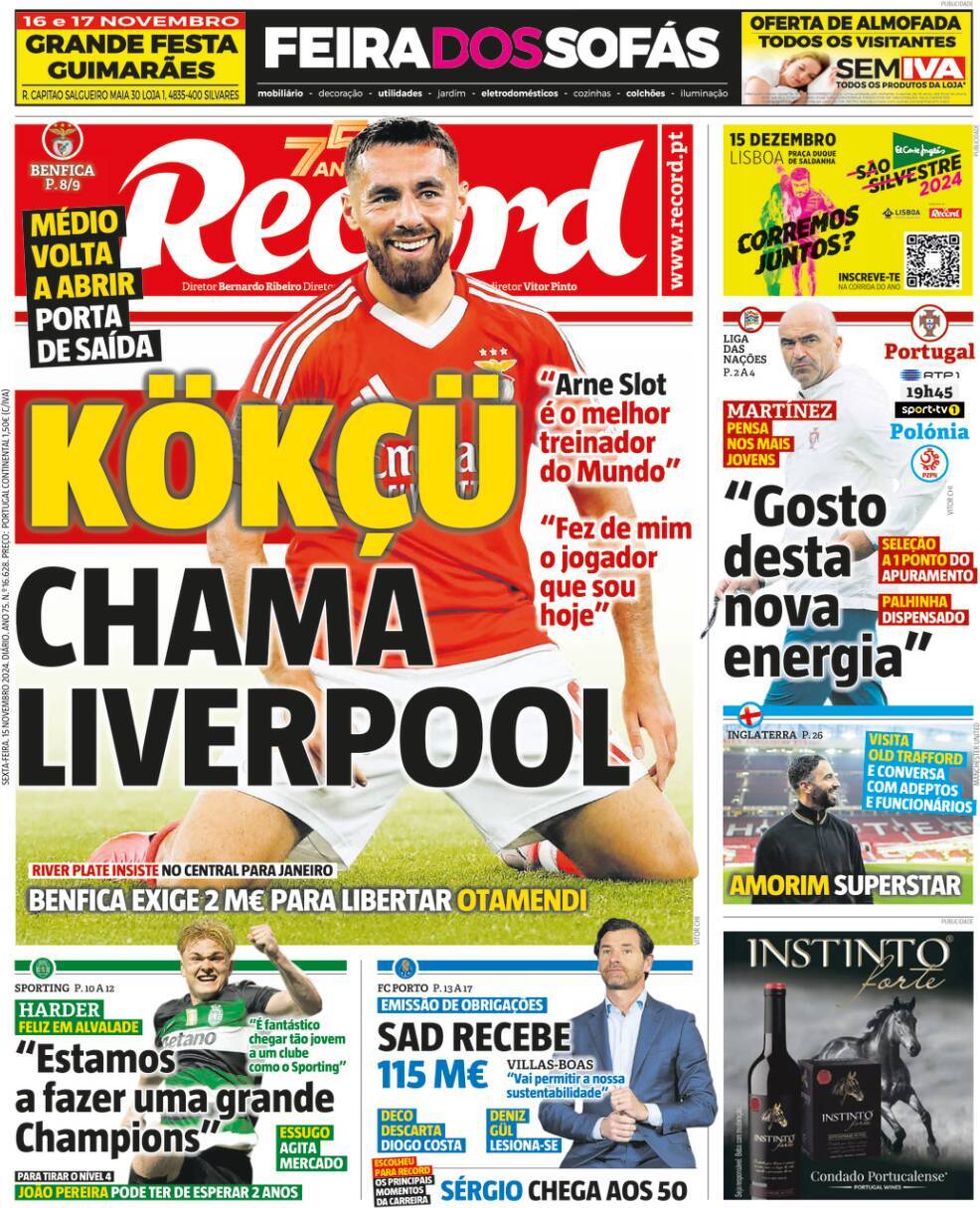 Record: Capa da Edi&ccedil;&atilde;o de sexta-feira, 15 de novembro 2024