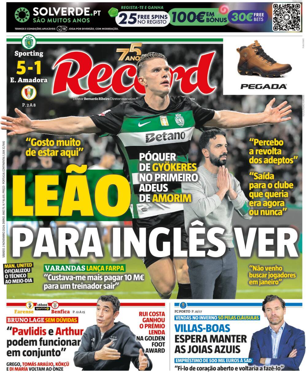 Record: Capa da Edi&ccedil;&atilde;o de s&aacute;bado, 02 de novembro 2024