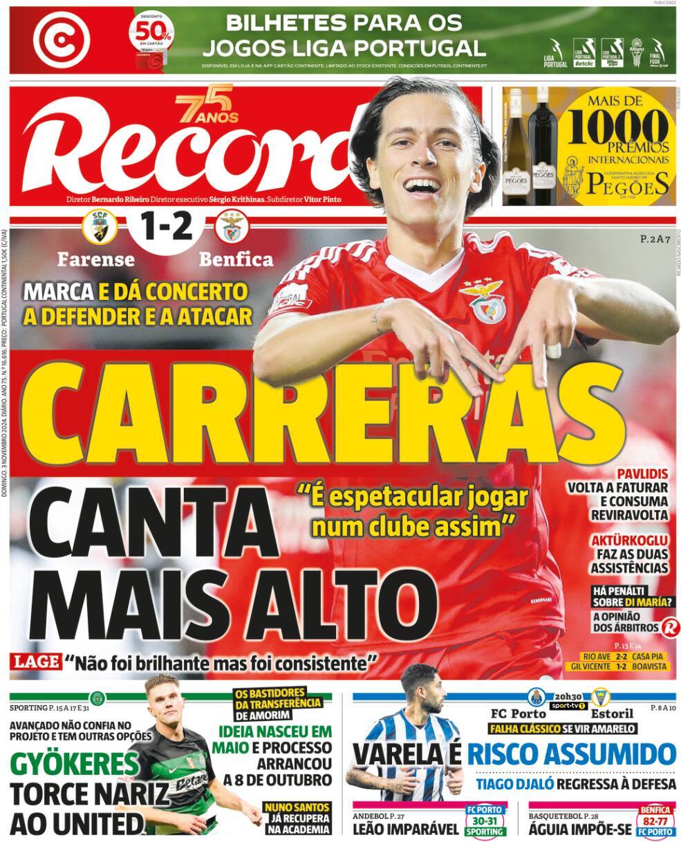 Record: Capa da Edi&ccedil;&atilde;o de domingo, 03 de novembro 2024