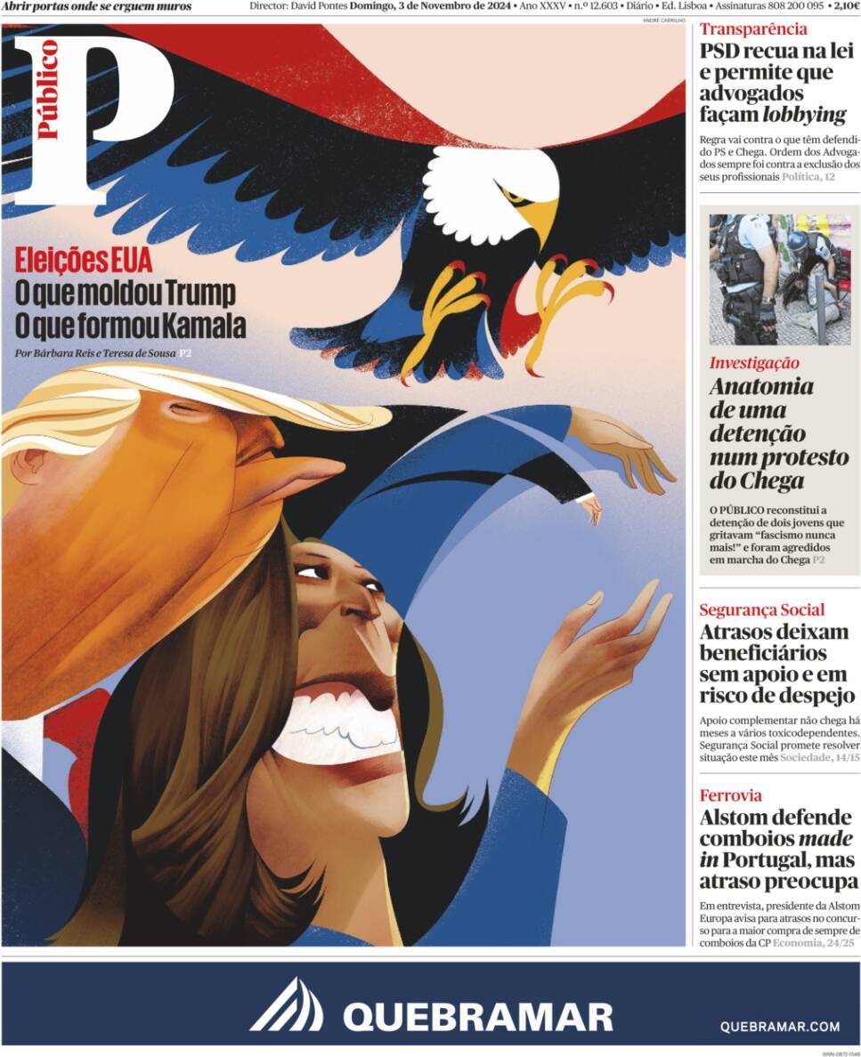 P&uacute;blico: Capa da Edi&ccedil;&atilde;o de domingo, 03 de novembro 2024