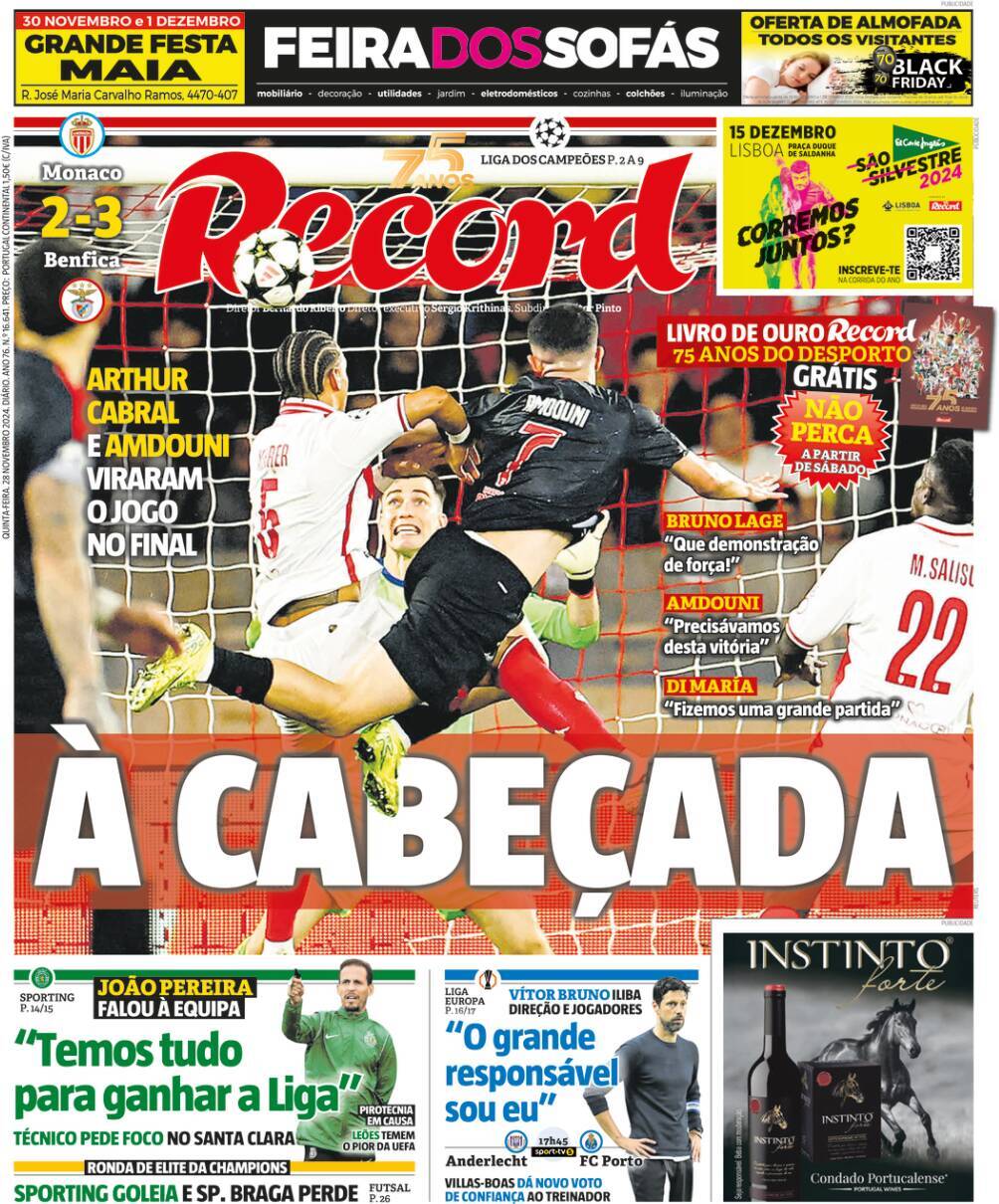 Record: Capa da Edi&ccedil;&atilde;o de quinta-feira, 28 de novembro 2024