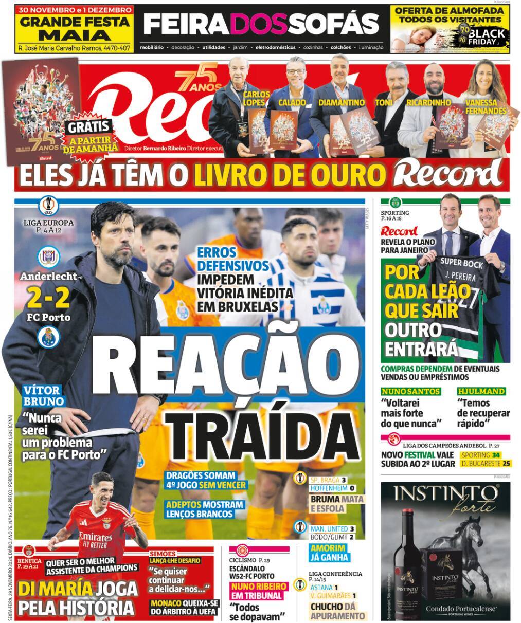 Record: Capa da Edi&ccedil;&atilde;o de sexta-feira, 29 de novembro 2024