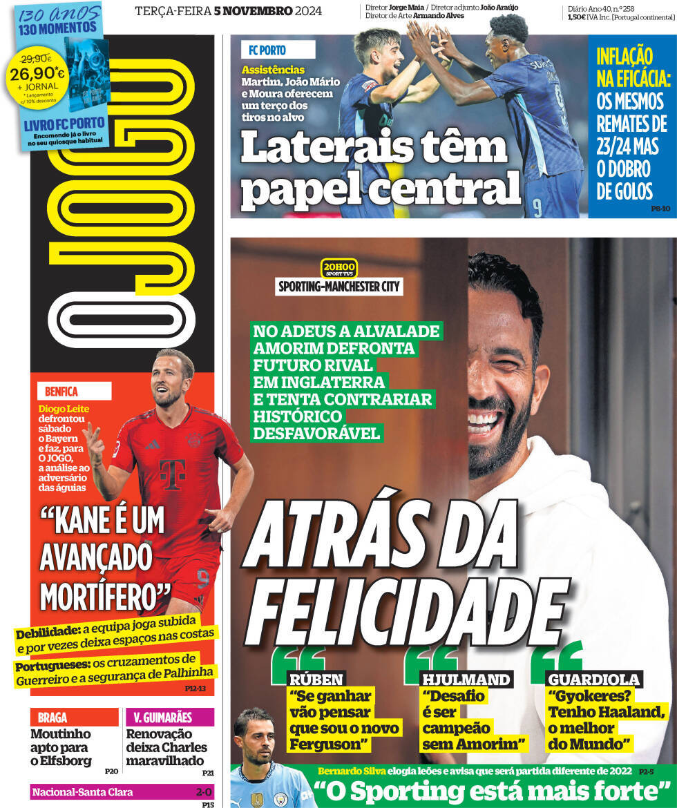 O Jogo: Capa da Edi&ccedil;&atilde;o de ter&ccedil;a-feira, 05 de novembro 2024