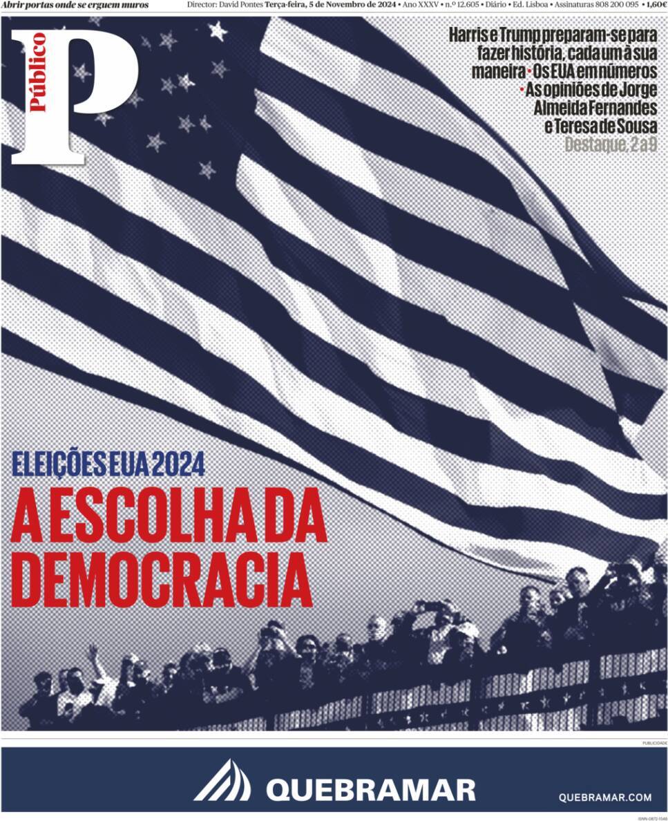 P&uacute;blico: Capa da Edi&ccedil;&atilde;o de ter&ccedil;a-feira, 05 de novembro 2024