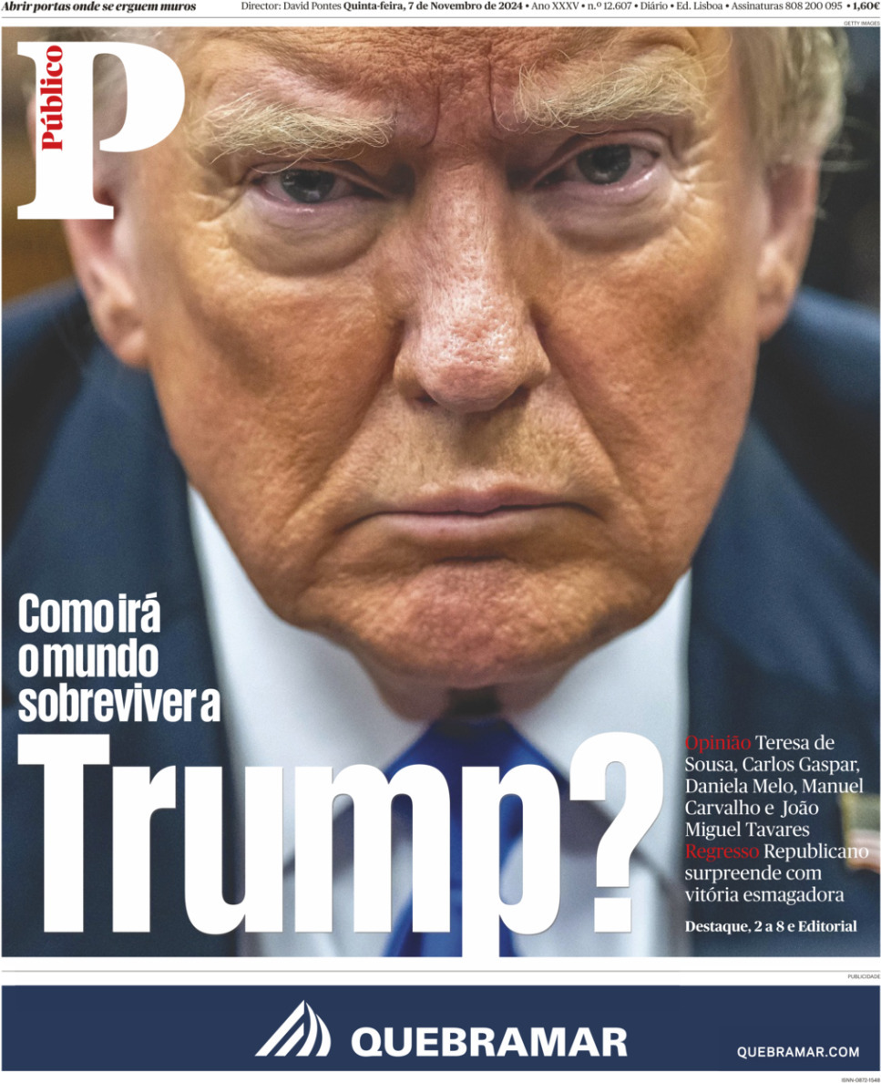 P&uacute;blico: Capa da Edi&ccedil;&atilde;o de quinta-feira, 07 de novembro 2024